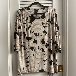 JM Collection Jersey Pullover Blouse Like New Petite XL. Scoop neck swirl print